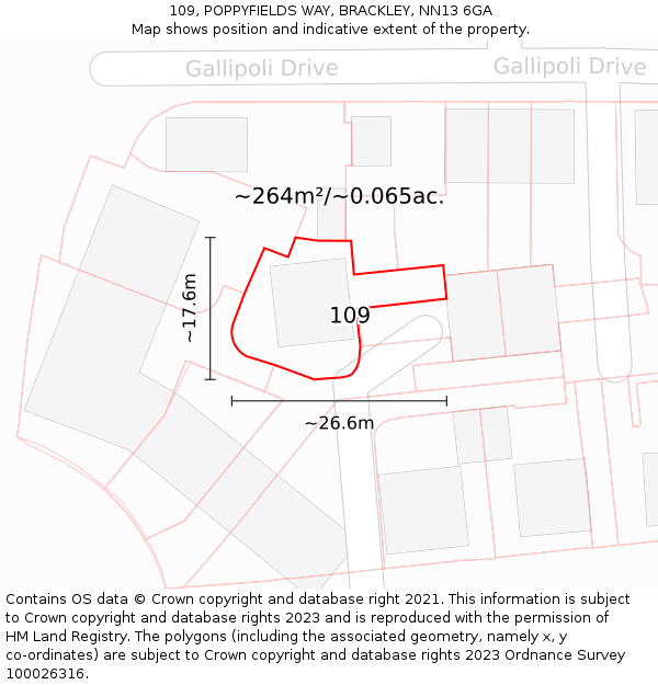 109, POPPYFIELDS WAY, BRACKLEY, NN13 6GA: Plot and title map