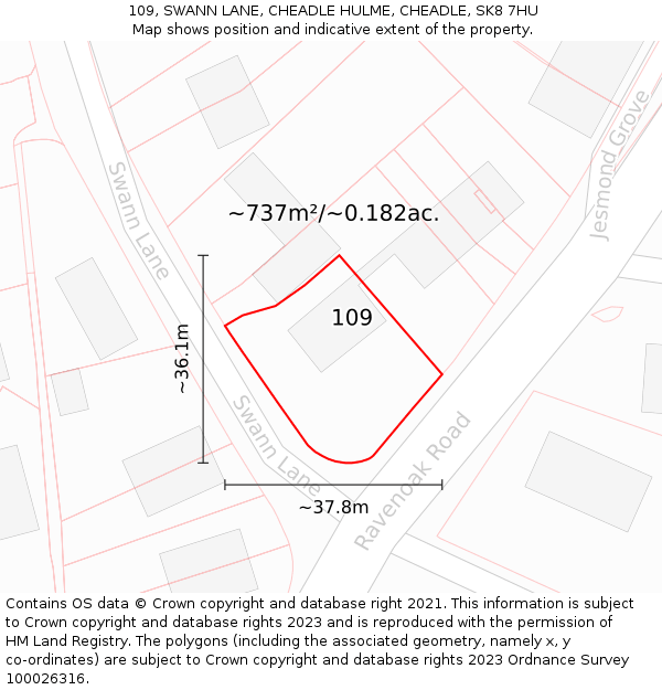 109, SWANN LANE, CHEADLE HULME, CHEADLE, SK8 7HU: Plot and title map