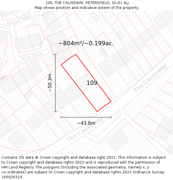 109, THE CAUSEWAY, PETERSFIELD, GU31 4LJ: Plot and title map