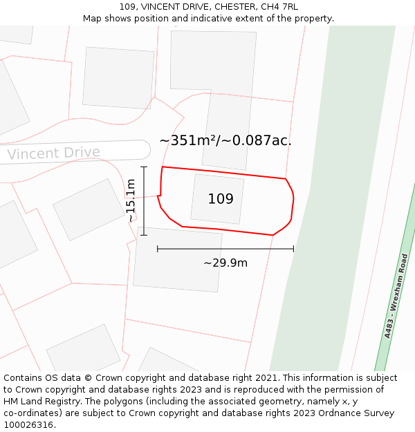 109, VINCENT DRIVE, CHESTER, CH4 7RL: Plot and title map