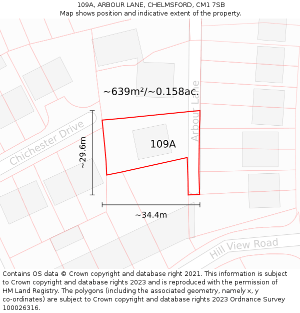 109A, ARBOUR LANE, CHELMSFORD, CM1 7SB: Plot and title map