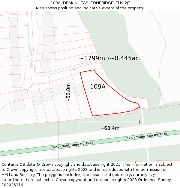 109A, DEAKIN LEAS, TONBRIDGE, TN9 2JT: Plot and title map