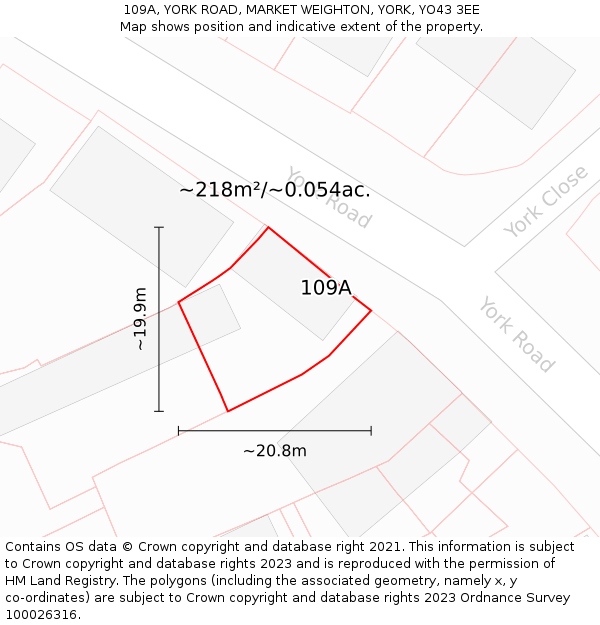 109A, YORK ROAD, MARKET WEIGHTON, YORK, YO43 3EE: Plot and title map