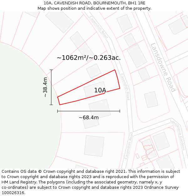 10A, CAVENDISH ROAD, BOURNEMOUTH, BH1 1RE: Plot and title map