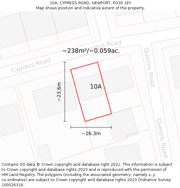 10A, CYPRESS ROAD, NEWPORT, PO30 1EY: Plot and title map