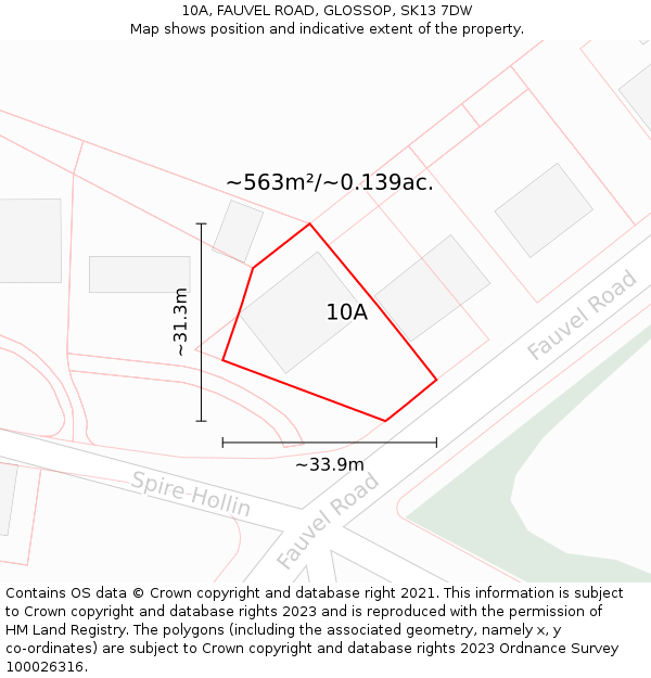 10A, FAUVEL ROAD, GLOSSOP, SK13 7DW: Plot and title map