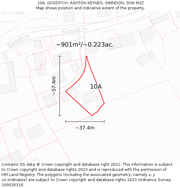 10A, GOSDITCH, ASHTON KEYNES, SWINDON, SN6 6NZ: Plot and title map