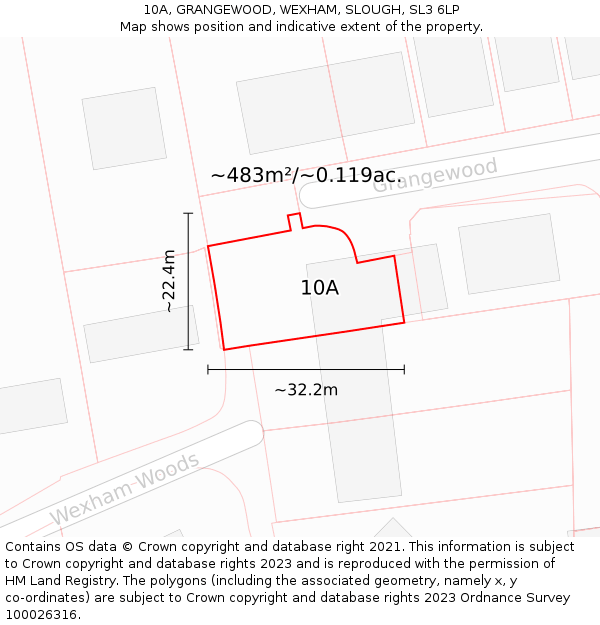 10A, GRANGEWOOD, WEXHAM, SLOUGH, SL3 6LP: Plot and title map