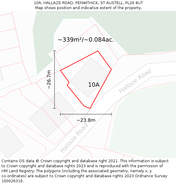 10A, HALLAZE ROAD, PENWITHICK, ST AUSTELL, PL26 8UT: Plot and title map