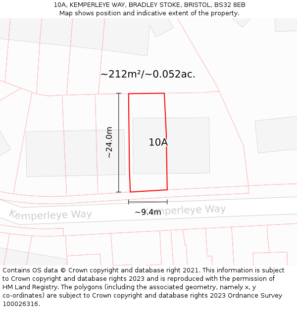 10A, KEMPERLEYE WAY, BRADLEY STOKE, BRISTOL, BS32 8EB: Plot and title map