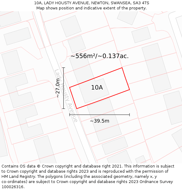 10A, LADY HOUSTY AVENUE, NEWTON, SWANSEA, SA3 4TS: Plot and title map