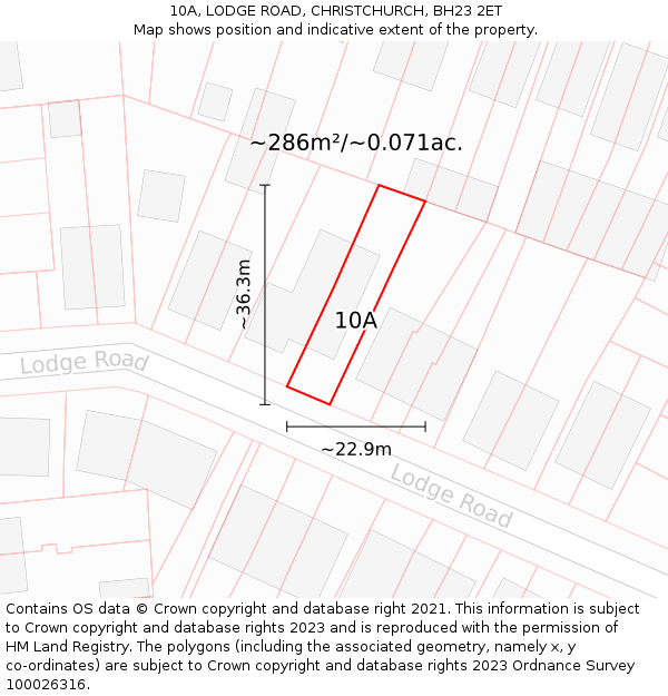 10A, LODGE ROAD, CHRISTCHURCH, BH23 2ET: Plot and title map