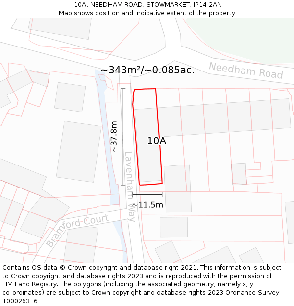 10A, NEEDHAM ROAD, STOWMARKET, IP14 2AN: Plot and title map