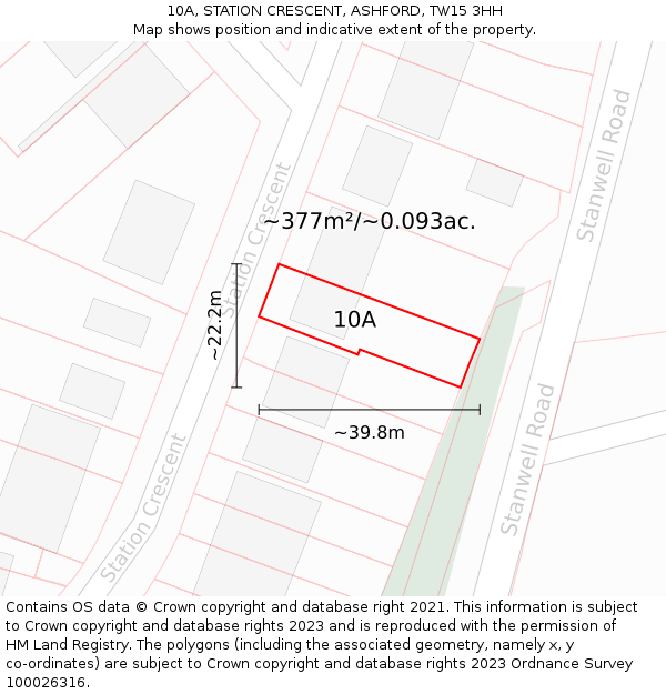 10A, STATION CRESCENT, ASHFORD, TW15 3HH: Plot and title map