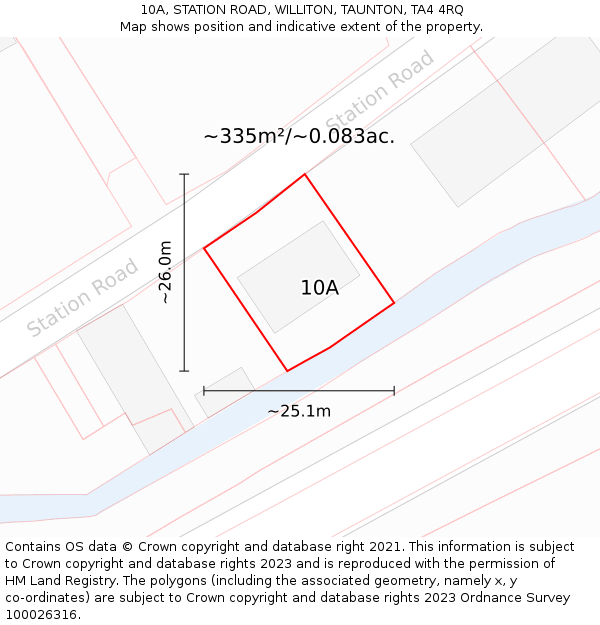 10A, STATION ROAD, WILLITON, TAUNTON, TA4 4RQ: Plot and title map