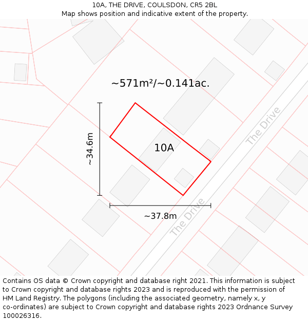 10A, THE DRIVE, COULSDON, CR5 2BL: Plot and title map