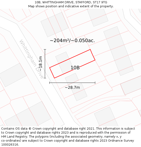 10B, WHITTINGHAM DRIVE, STAFFORD, ST17 9TG: Plot and title map