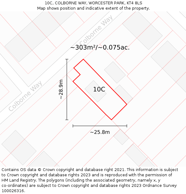 10C, COLBORNE WAY, WORCESTER PARK, KT4 8LS: Plot and title map