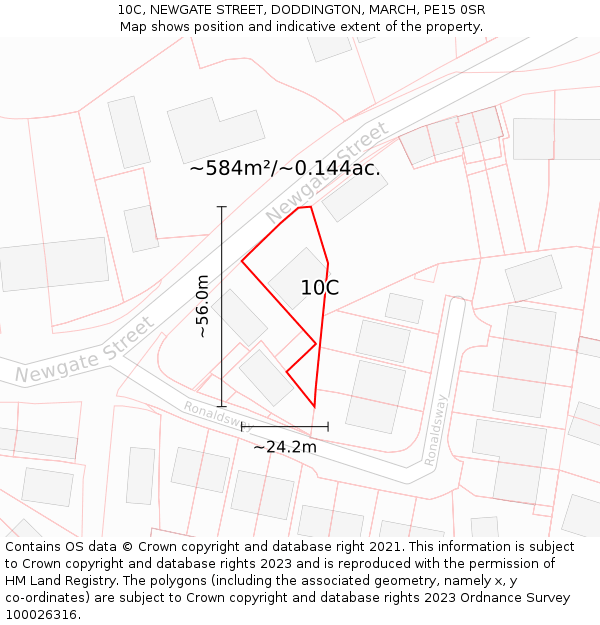 10C, NEWGATE STREET, DODDINGTON, MARCH, PE15 0SR: Plot and title map