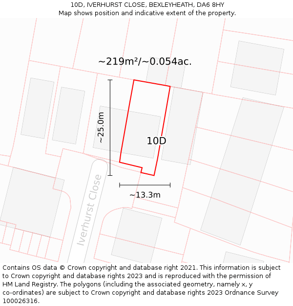 10D, IVERHURST CLOSE, BEXLEYHEATH, DA6 8HY: Plot and title map
