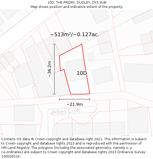 10D, THE PRIORY, DUDLEY, DY3 3UB: Plot and title map