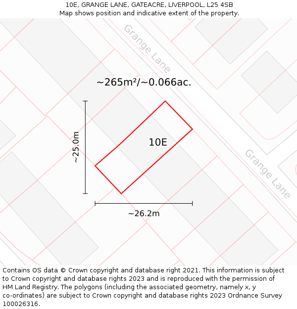 10E, GRANGE LANE, GATEACRE, LIVERPOOL, L25 4SB: Plot and title map