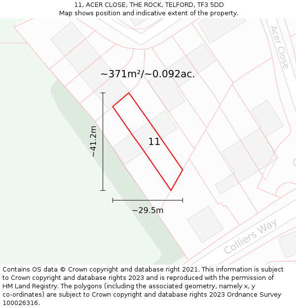 11, ACER CLOSE, THE ROCK, TELFORD, TF3 5DD: Plot and title map