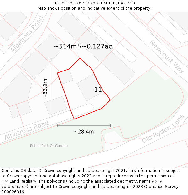 11, ALBATROSS ROAD, EXETER, EX2 7SB: Plot and title map