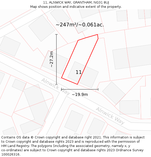 11, ALNWICK WAY, GRANTHAM, NG31 8UJ: Plot and title map