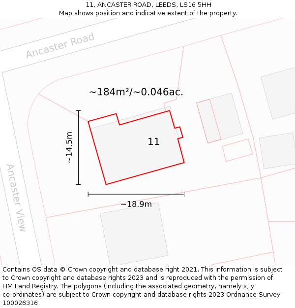 11, ANCASTER ROAD, LEEDS, LS16 5HH: Plot and title map