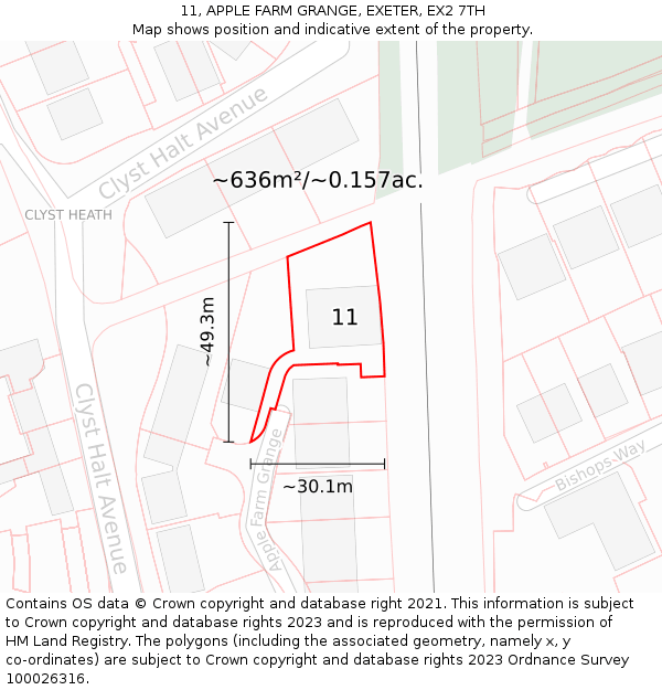 11, APPLE FARM GRANGE, EXETER, EX2 7TH: Plot and title map