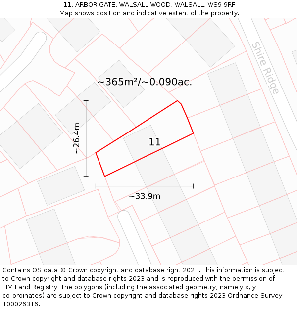 11, ARBOR GATE, WALSALL WOOD, WALSALL, WS9 9RF: Plot and title map