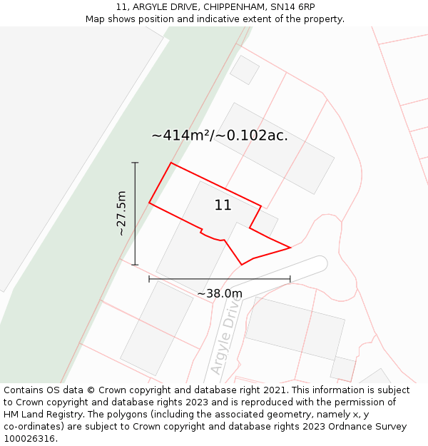 11, ARGYLE DRIVE, CHIPPENHAM, SN14 6RP: Plot and title map