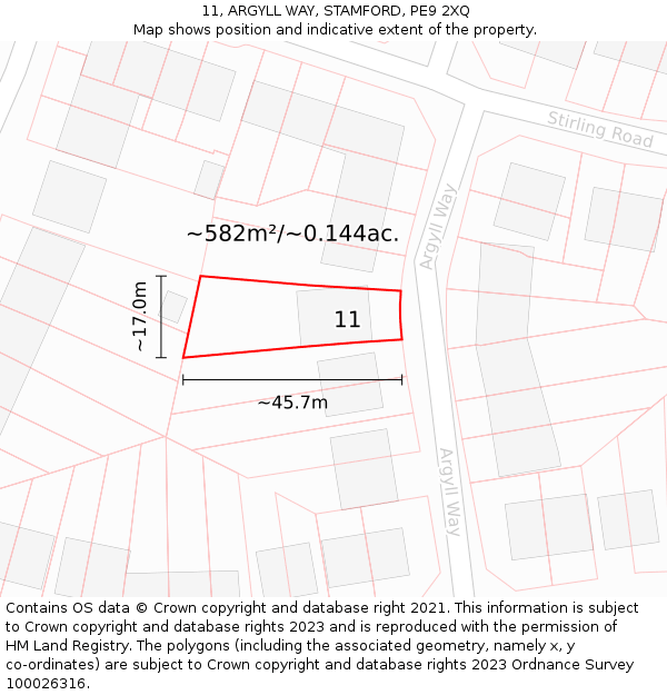 11, ARGYLL WAY, STAMFORD, PE9 2XQ: Plot and title map