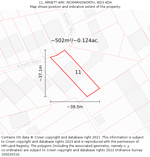 11, ARNETT WAY, RICKMANSWORTH, WD3 4DA: Plot and title map