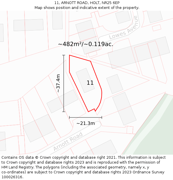 11, ARNOTT ROAD, HOLT, NR25 6EP: Plot and title map