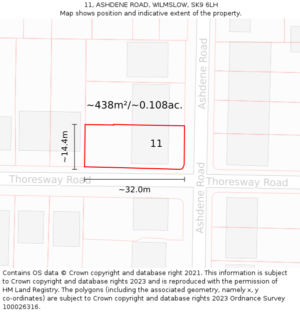 11, ASHDENE ROAD, WILMSLOW, SK9 6LH: Plot and title map