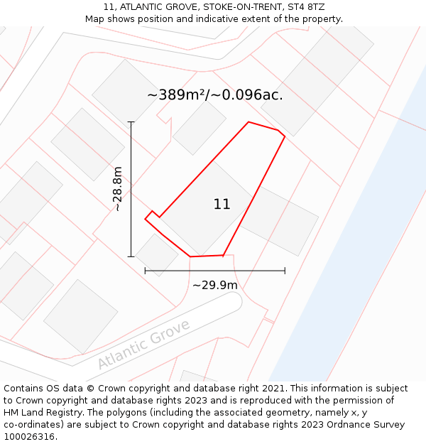 11, ATLANTIC GROVE, STOKE-ON-TRENT, ST4 8TZ: Plot and title map