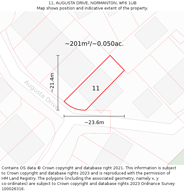 11, AUGUSTA DRIVE, NORMANTON, WF6 1UB: Plot and title map