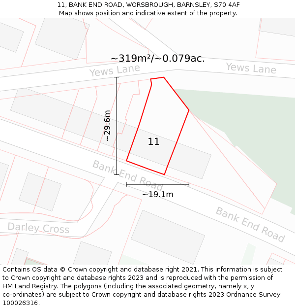 11, BANK END ROAD, WORSBROUGH, BARNSLEY, S70 4AF: Plot and title map