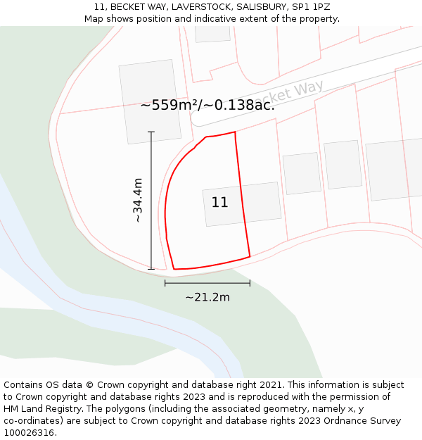 11, BECKET WAY, LAVERSTOCK, SALISBURY, SP1 1PZ: Plot and title map