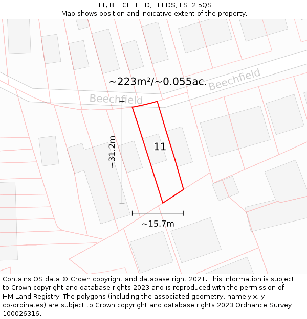 11, BEECHFIELD, LEEDS, LS12 5QS: Plot and title map