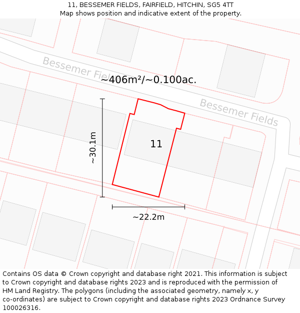 11, BESSEMER FIELDS, FAIRFIELD, HITCHIN, SG5 4TT: Plot and title map