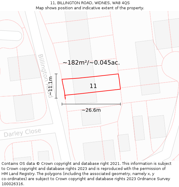 11, BILLINGTON ROAD, WIDNES, WA8 4QS: Plot and title map