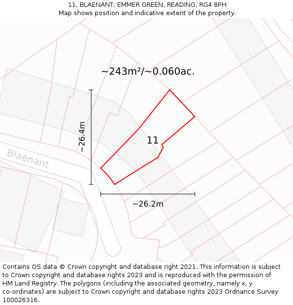 11, BLAENANT, EMMER GREEN, READING, RG4 8PH: Plot and title map