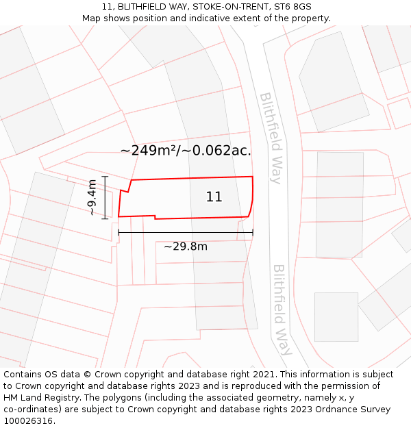 11, BLITHFIELD WAY, STOKE-ON-TRENT, ST6 8GS: Plot and title map