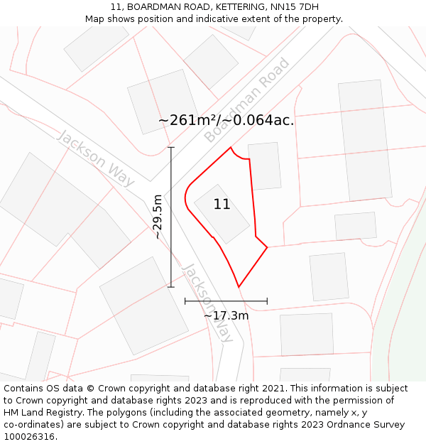 11, BOARDMAN ROAD, KETTERING, NN15 7DH: Plot and title map