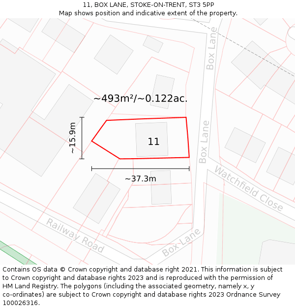 11, BOX LANE, STOKE-ON-TRENT, ST3 5PP: Plot and title map