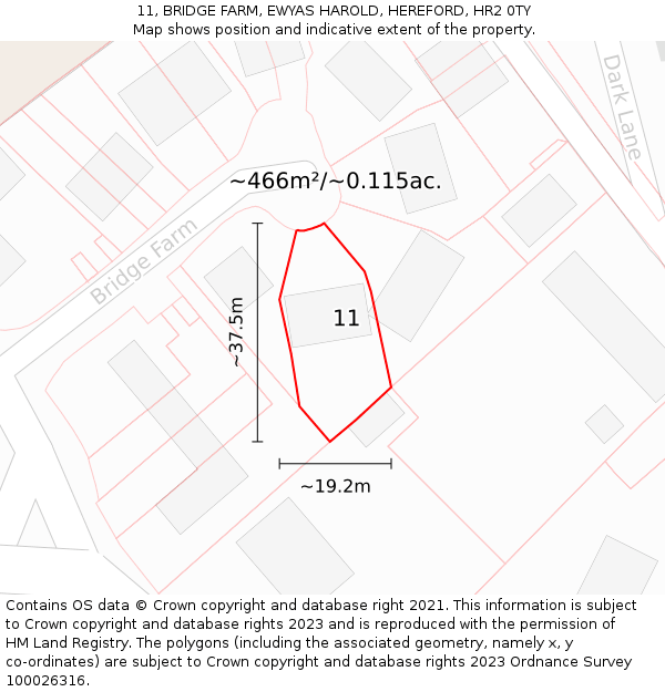 11, BRIDGE FARM, EWYAS HAROLD, HEREFORD, HR2 0TY: Plot and title map
