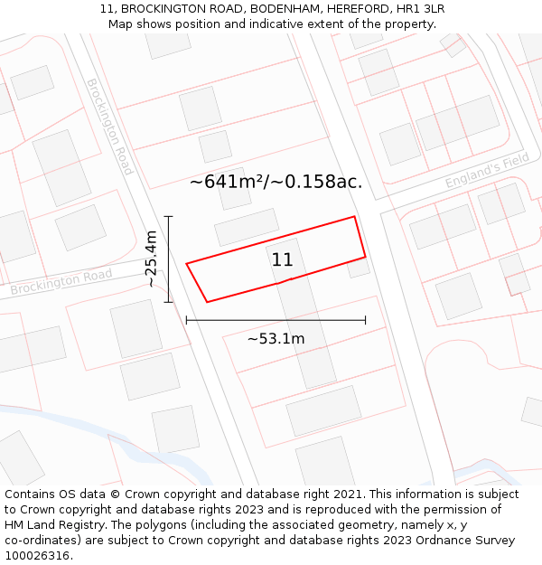 11, BROCKINGTON ROAD, BODENHAM, HEREFORD, HR1 3LR: Plot and title map